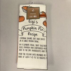 DC Ivory Orange Cotton Blend Fall Gigi’s Pumpkin Pie Recipe Kitchen Towels